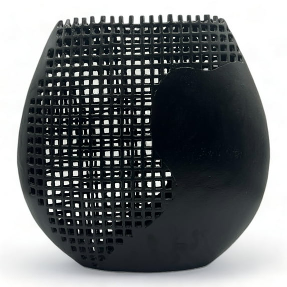 13 inch Black Decorative Metal Flower Vase by 90210 Kitchen and Bath