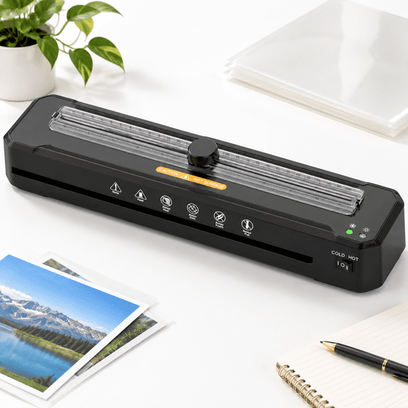 13-inch Black Hot/Cold Laminator with 70-second Warm-up and 3-5mil Compatibility