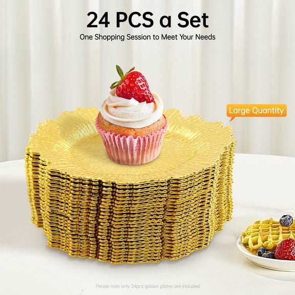 13 inch Charger Plates,Spill-proof Function Round Gold Plastic Reef Plate Chargers for Dinner Plates,Wedding