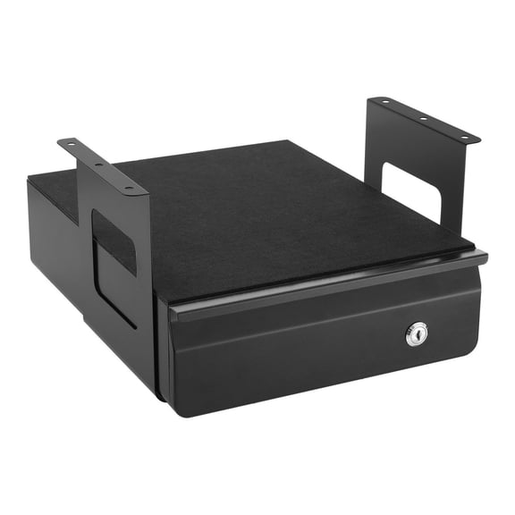 13" Under Desk Drawer Organizer - Lockable Slide Out Storage Box for Office & Home - Heavy Duty Steel - Hidden Desktop Organizer with Keys - Black
