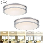 13 inch LED Ceiling Light Fixtures Flush Mount Brush Nickel Kitchen Light Fixtures for ceiling, Bathroom, Dining Room, Hallway (2 pack) 23W