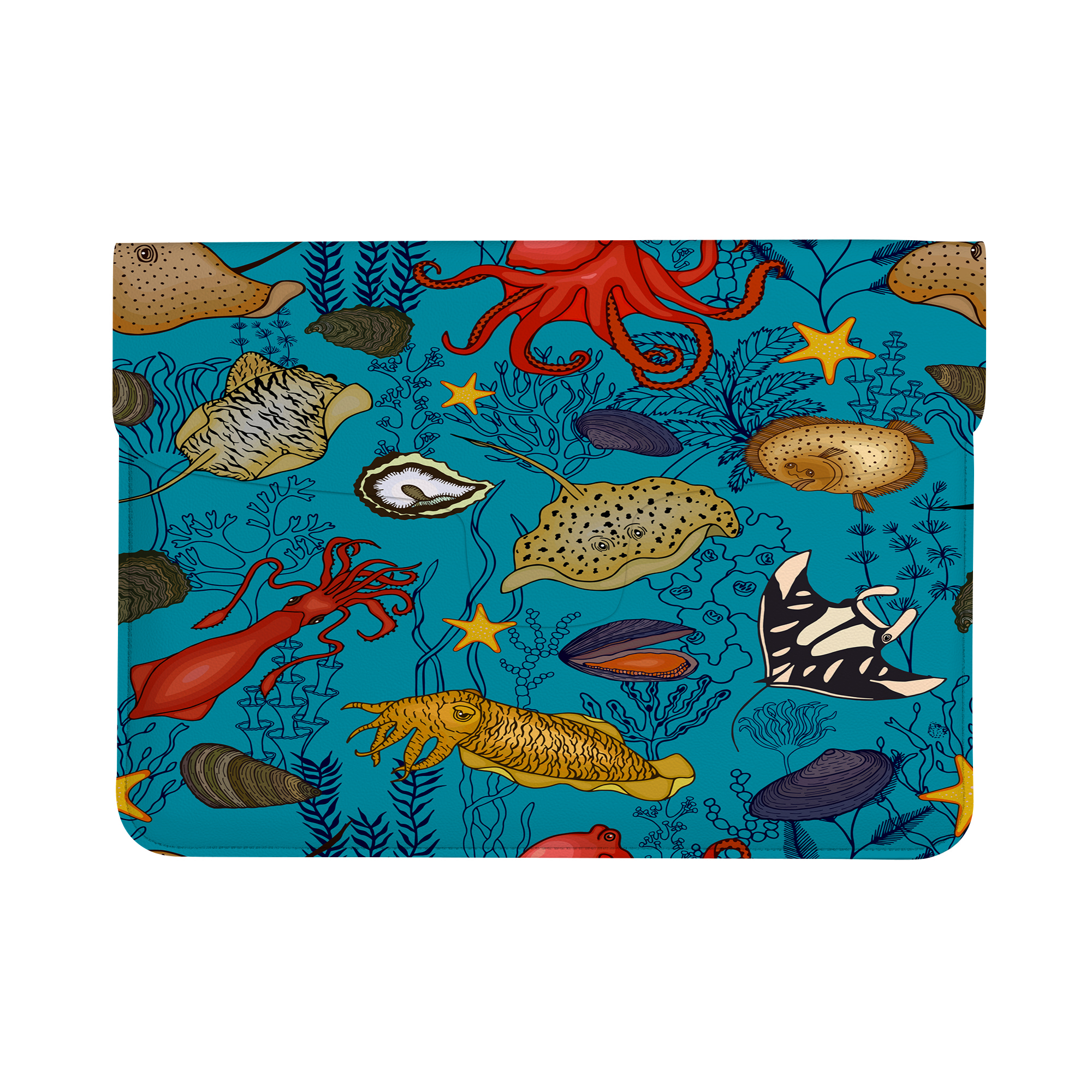 13 inch Leather Laptop Carrying Bag Sea Animals And Seaweed for MacBook