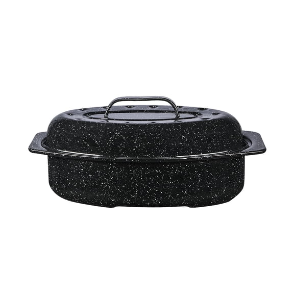 13-inch Oval Enameled Steel Roasting Pan with Lid