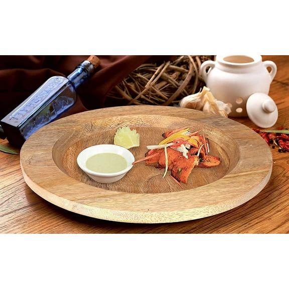 13 inch Rustic Wood Charger Plates - 2 Pack