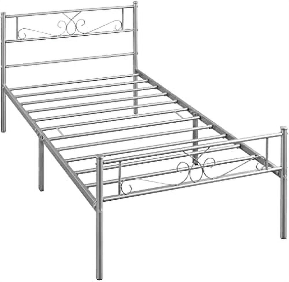 13 inch Silver Classic Metal Bed Frame with Headboard Mattress
