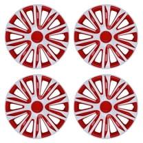 13 inch Universal Hubcap Wheels Cover Replacement for Car Truck SUV ABS&PC Hub Caps Accessories Set of 4,White Lacquer & Red Lacquer