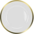 thumbnail image 1 of 13 inch White Charger Plate with Gold Rim – Elegant, Disposable, Decorative Round Plastic Charger for Dinner Parties, Events, & Holidays – Durable, & Disposable Table Setting for Plates (44), 1 of 1