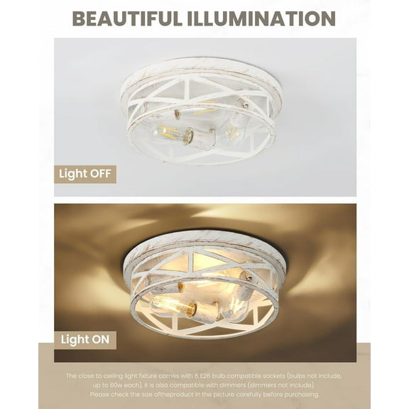 13 inch White and Gold Flush Mount Ceiling Light Fixtures,3-Light Modern Hallway Light Fixtures Ceiling, White and Gold Light Fixture Ceiling Mount for Farmhouse,Kitchen, Bedroom 1Pack