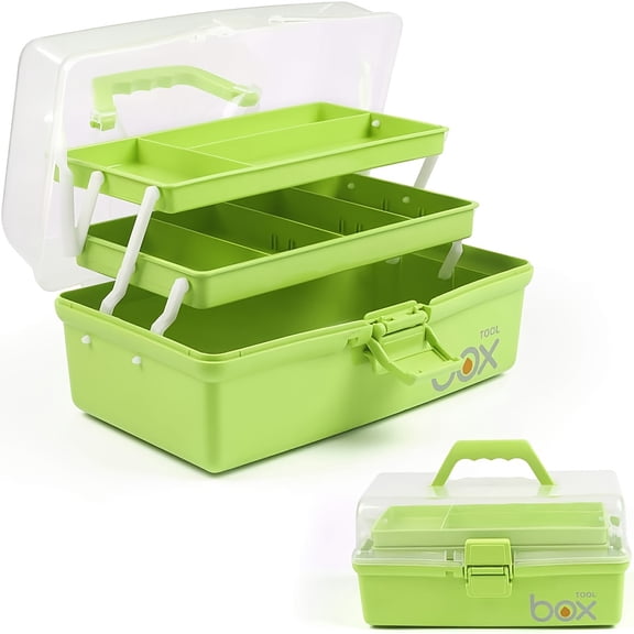 13-inch (about 13.19inch) Three-layer Multi-functional Storage Box, Folding Toolbox/handicraft Box/sewing Supplies Box/medicine Box/home First Aid Kit (with 2 Trays)