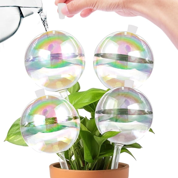 13 oz Up 2 Weeks Lar Plant Watering Globes - Self Bulbs for Indoor & Outdoor Plants, Glass Water Globes, Slow Plants While Away, Planter Insert 4 Pack