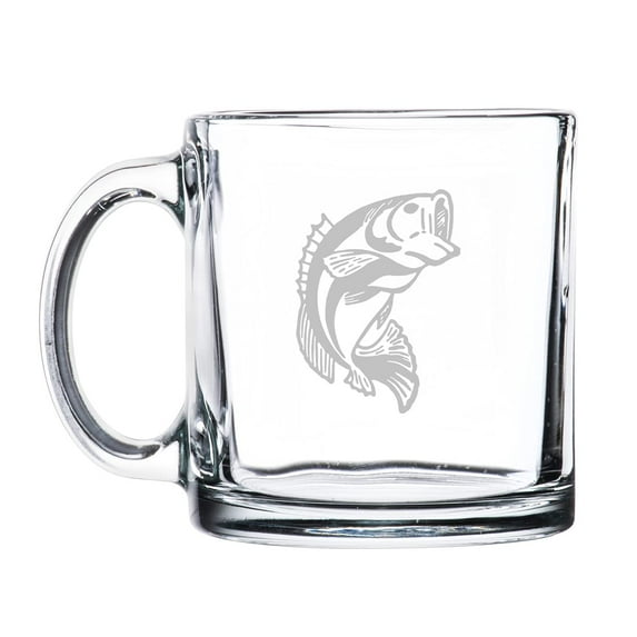 13 oz. Clear Glass Coffee Tea Warm Beverage Mug Cup Bass Fish