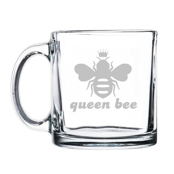 13 oz. Clear Glass Coffee Tea Warm Beverage Mug Cup Queen Bee