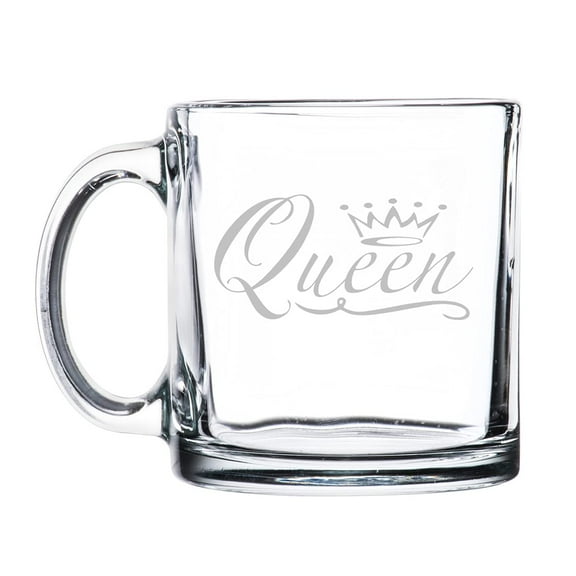 13 oz. Clear Glass Coffee Tea Warm Beverage Mug Cup Queen Fancy