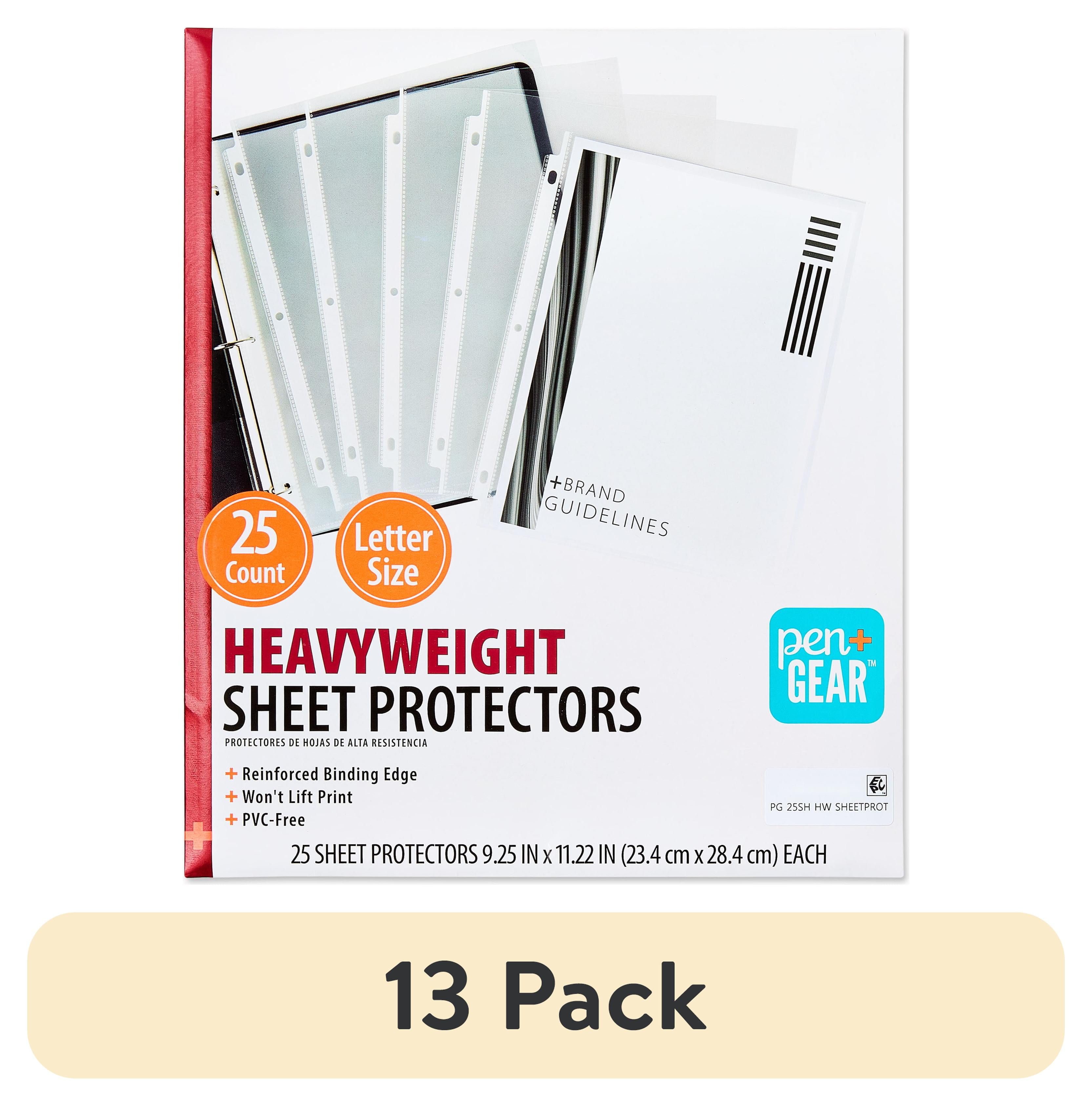 (13 pack) Pen+Gear Heavyweight Sheet Protectors, Clear, 9.25" x 11.22", 25 Count