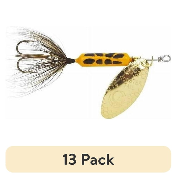 (13 pack) Yakima Bait Worden's Original Rooster Tail, Inline Spinnerbait Fishing Lure, Yellow Coachdog, 1/6 oz.