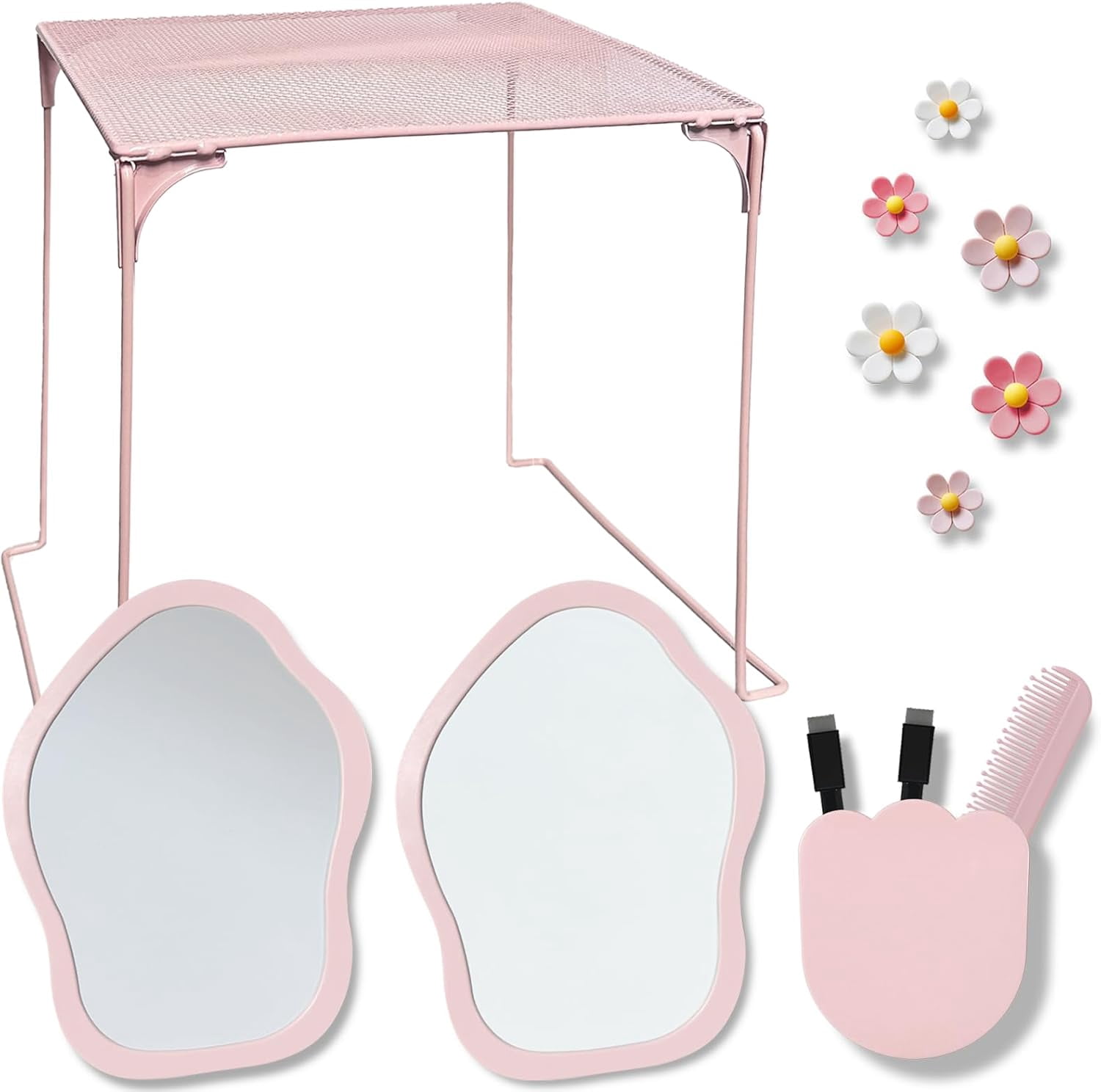 13 pcs Girls Locker Accessories, Locker Decorations Including Mirrors, whiteboards, Magnets and organizing Supplies. Ideal for Back-to-School Essentials and The Office (13 pcs-Pink)