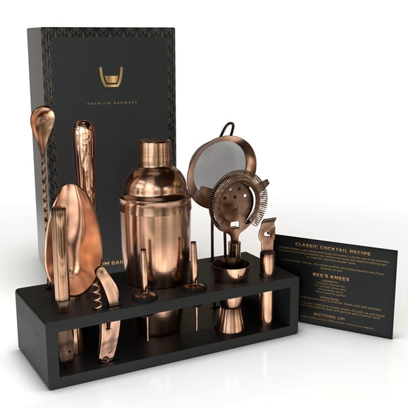 13-piece Cobbler Cocktail Shaker Set Matte Copper Stainless Steel Bartender Kit For Home Bar Engraved Tools Plus E-book With 30 Different Recipes