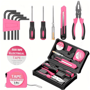 Pink Finish, Women's, Home DIY Tool Set, 13 Piece