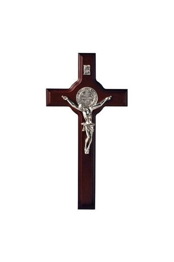 13" wall mounted wood crucifix saint benedict collection