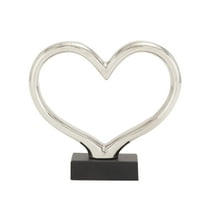 13" x 12" Silver Ceramic Heart Sculpture with Black Base, by The Novogratz