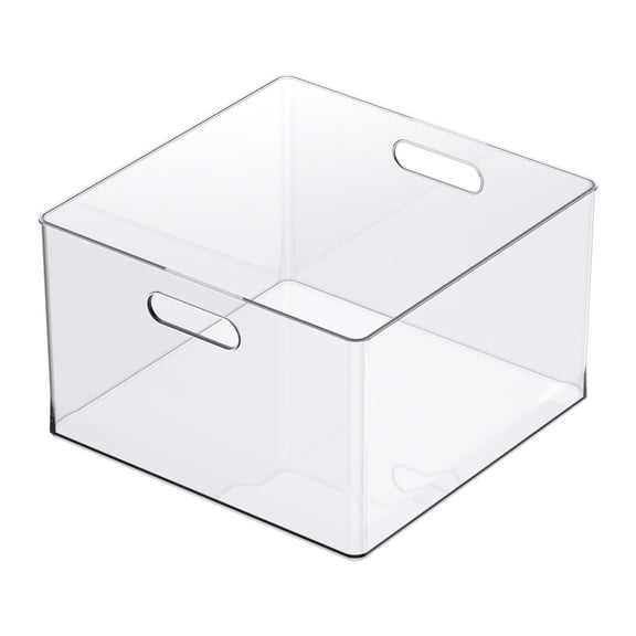13" x 13" Clear Storage Bin with Handles by Simply Tidy - Stackable Plastic Organizer for Paper - Crafts - and Office Supplies - 1 Pack
