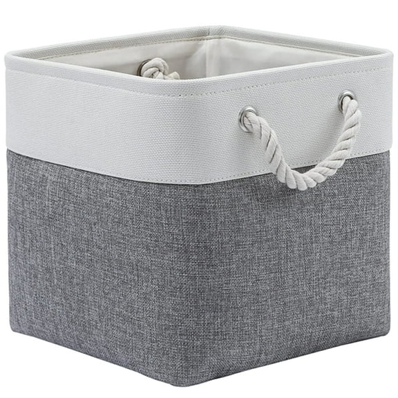 13" x 13" Extra Large Fabric Cube Storage Bins, 1 Pack, Gray White