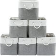 thumbnail image 1 of 13 x 13 Inch Cube Storage Bins, 6 Pack Extra Large Collapsible Fabric Storage Bin with Ropes, Foldable Storage Cubes for Home (White & Grey-13"x13"x13"), 1 of 5