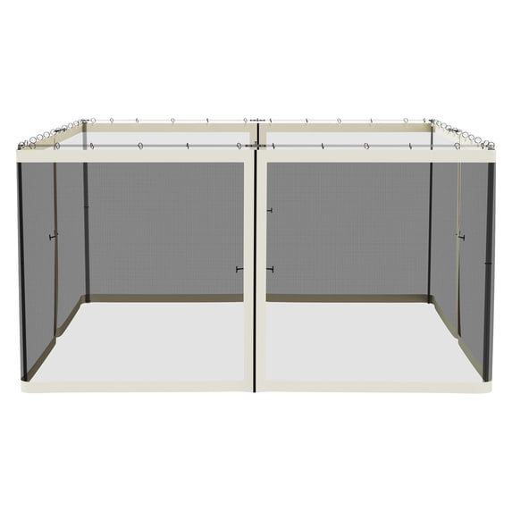 13' x 13' Replacement Mesh Sidewall Netting for Patio Gazebos and Canopy Tents with Zippers (Sidewall Only),Cream