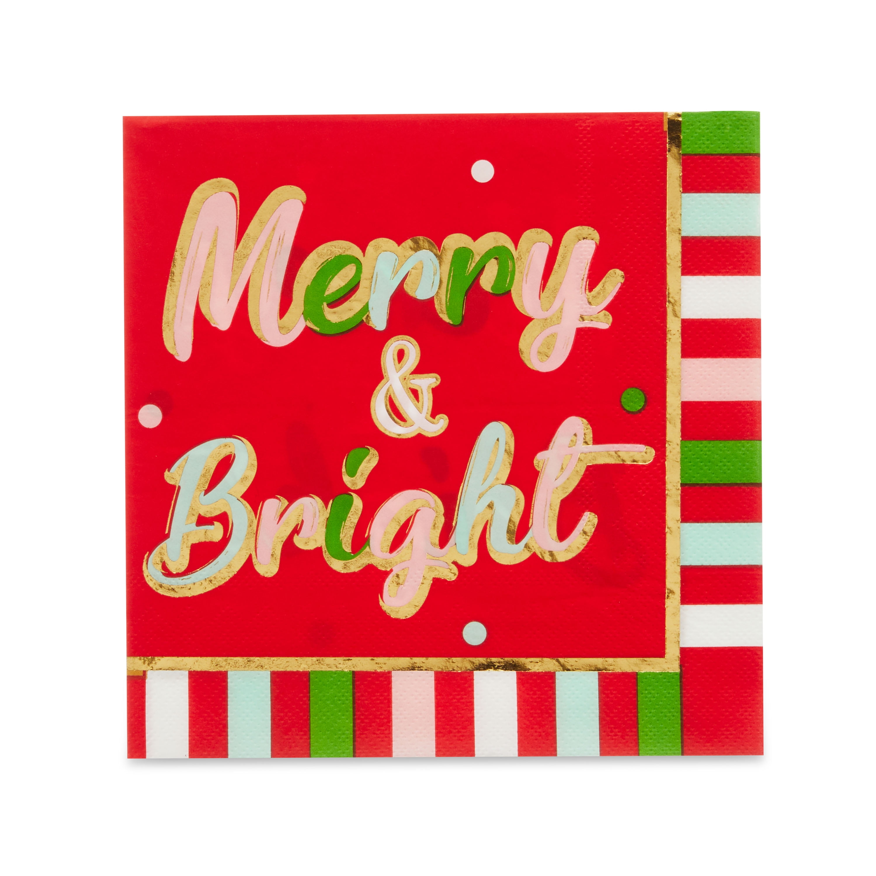 13 x 13 in, 20 Count Multicolor Merry & Bright Lunch Paper Napkin ...