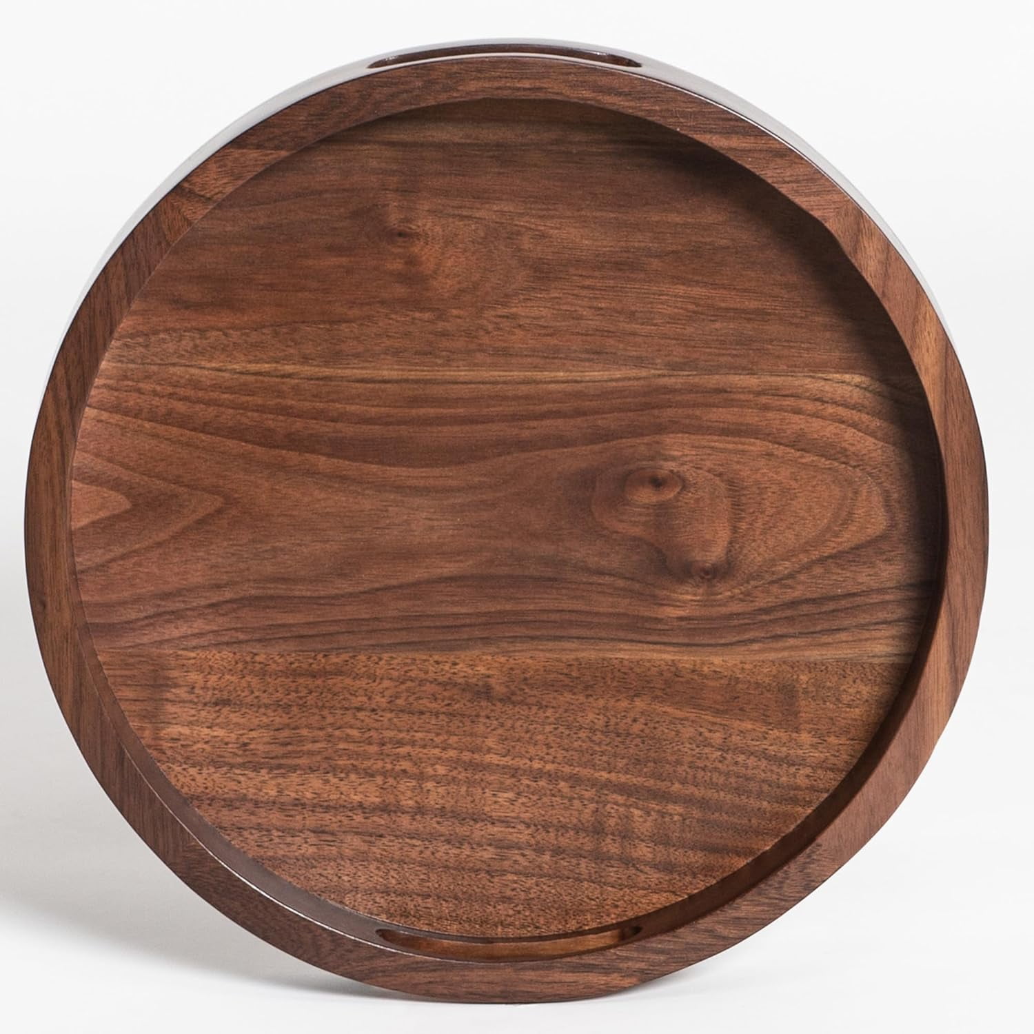 13 x 13 inches Round Ottoman Table Tray, Wooden Solid Black Walnut ...