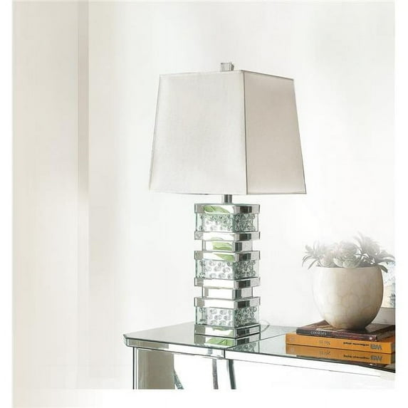 13 x 13 x 31 in. Nysa Table Lamp, Mirrored & Faux Crystals