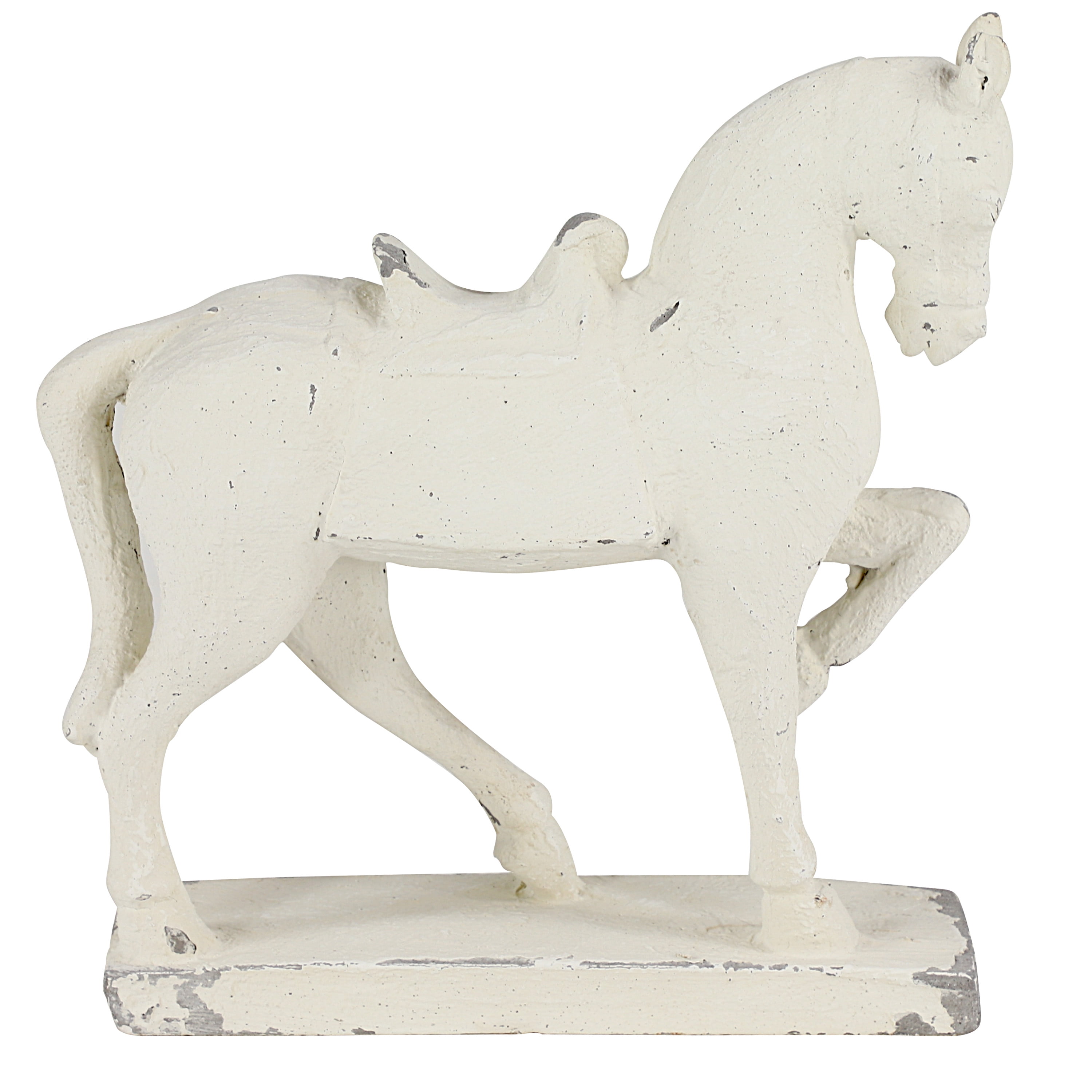 13" x 14" White Fiberglass Horse Sculpture, by DecMode