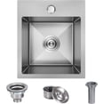 thumbnail image 1 of 13 x 15 Inch Drop In Bar Sink, Small Kitchen Sink Single Bowl Topmount Bar Prep Sink 18 Gauge Stainless Steel Bar Sink with Basket Strainer, 1 of 6