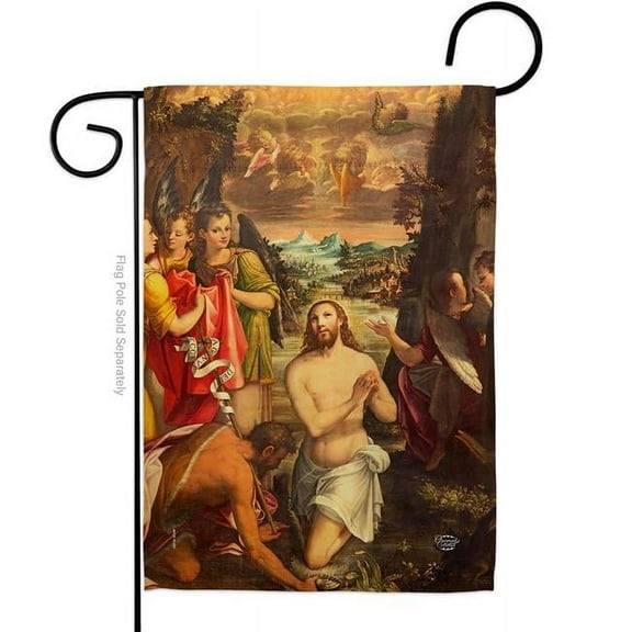 13 x 18.5 in. Baptism of Christ Garden Flag with Religious Faith Double-Sided Decorative Vertical House Decoration Banner Yard Gift
