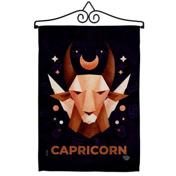 13 x 18.5 in. Capricorn Garden Flag Set for Interests Zodiac Double-Sided Decorative Vertical Flags & House Decoration Banner Yard Gift