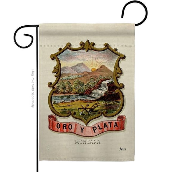 13 x 18.5 in. Coat of Arms Montana Garden Flag with Americana States Double-Sided Decorative Vertical House Banner Yard Gift