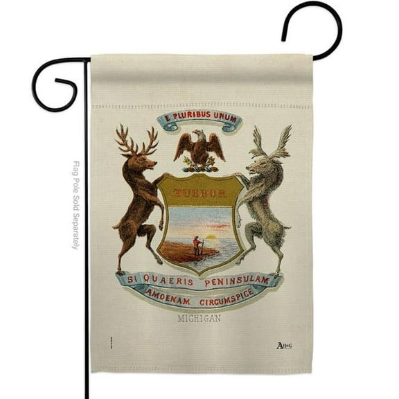 13 x 18.5 in. Cost of Arms Michigan Garden Flag with Americana States Double-Sided Decorative Vertical House Banner Yard Gift
