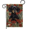 thumbnail image 1 of 13 x 18.5 in. Dachsund in Tulips Burlap Nature Pets Impressions Decorative Vertical Double Sided Garden Flag, 1 of 1
