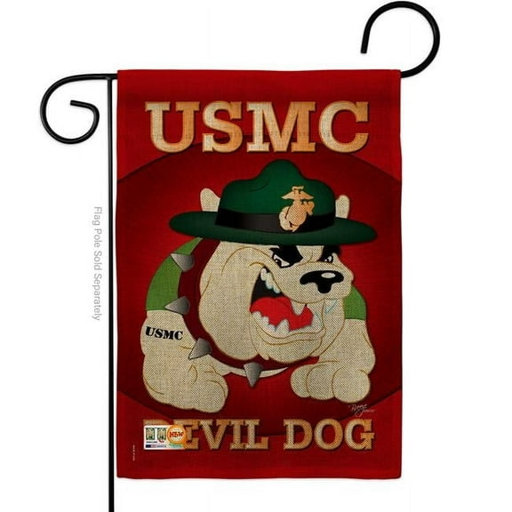 13 x 18.5 in. Devil Dog Burlap Americana Military Impressions Decorative Vertical Double Sided Garden Flag