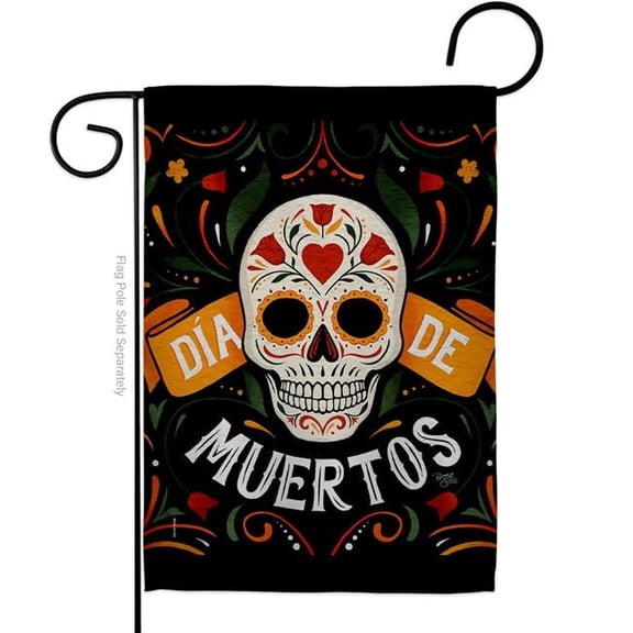 13 x 18.5 in. Dia de Muetos Skull Falltime Day of Dead Vertical Garden Flag with Double-Sided House Decoration Banner Yard Gift