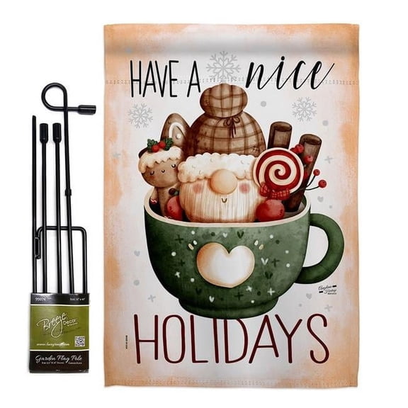 13 x 18.5 in. Hot Coco Gnome Garden Flag Set for Wintertime Winter Wonderland Double-Sided Decorative Vertical Flags & House Decoration Banner Yard Gift