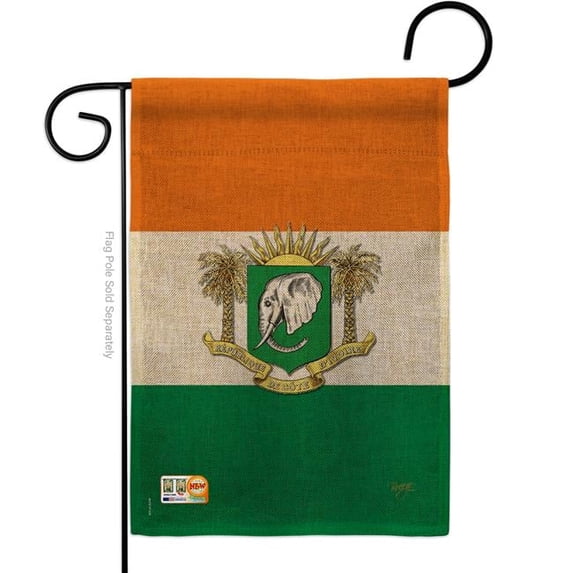 13 x 18.5 in. Ivory Coast Burlap Flags of the World Nationality Impressions Decorative Vertical Double Sided Garden Flag