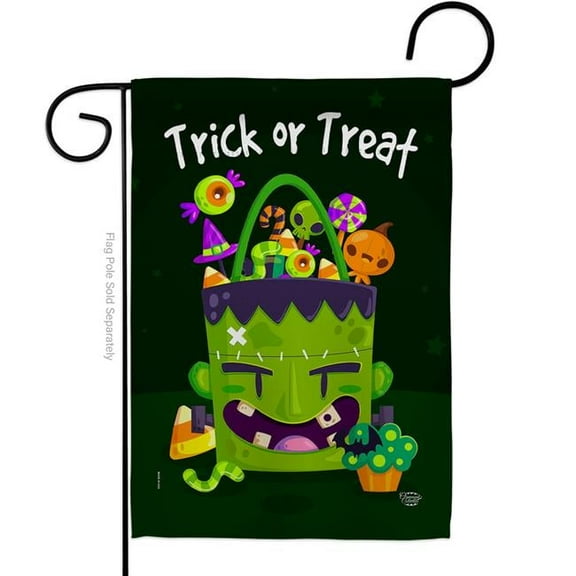 13 x 18.5 in. Sweet Monster Treat Garden Flag with Fall Halloween Double-Sided Decorative Vertical Flags House Decoration Banner Yard Gift