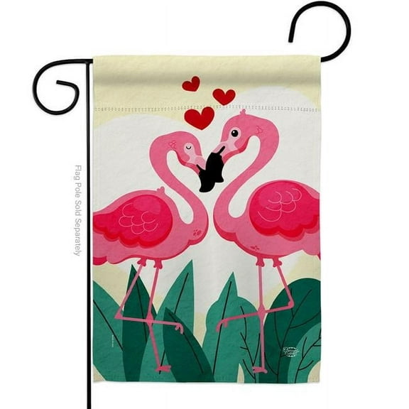 13 x 18.5 in. True Love Flamingo Garden Flag for Springtime Valentine Double-Sided Decorative Vertical Flags & House Decoration Banner Yard Gift