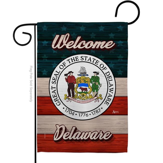 13 x 18.5 in. Welcome Delaware Double-Sided Vertical House Decoration Banner Garden Flag - Yard Gift