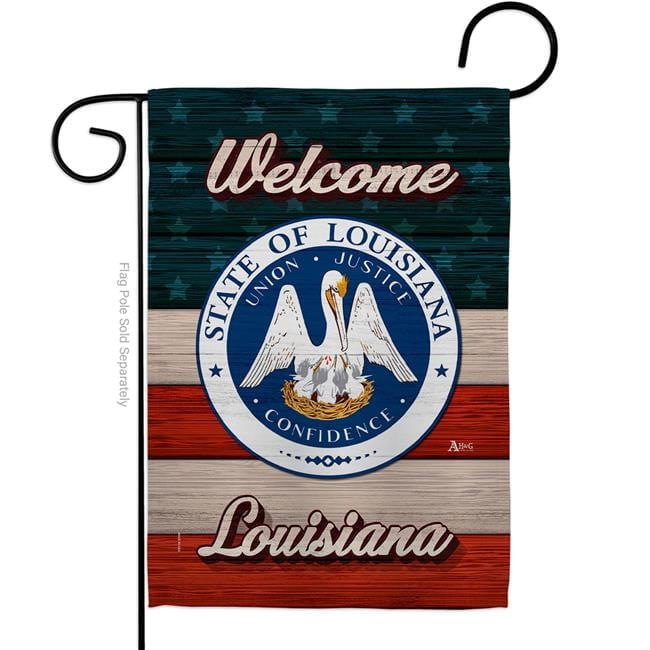 13 x 18.5 in. Welcome Louisiana Double-Sided Vertical House Decoration Banner Garden Flag - Yard Gift