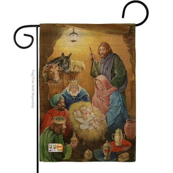 13 x 18.5 in. Wise Men Burlap Winter Nativity Impressions Decorative Vertical Double Sided Garden Flag