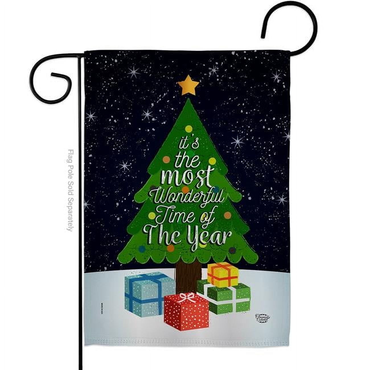 13 x 18.5 in. Wonderful Time of Year Garden Flag with Winter Christmas Double-Sided Decorative Vertical Flags House Decoration Banner Yard Gift