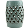 thumbnail image 1 of 13" x 18" Ceramic Garden Stool, Blue Woven Lattice Design Outdoor Side Table, 1 of 10