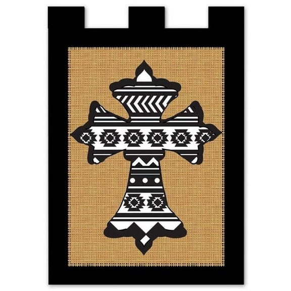 13 x 18 in. Burlap Aztec Cross Burlap Everyday Garden Flag